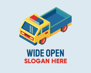 Open - 3D Open Bed Truck logo design