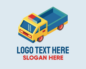 Logistic Services - 3D Open Bed Truck logo design