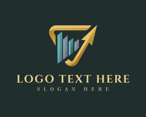 Vc - Triangle Bar Graph logo design