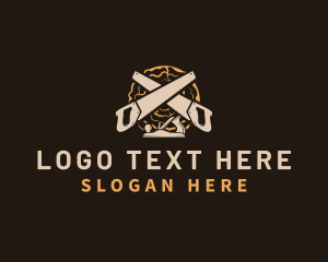 Brown And White - Saw Wood Crafting logo design