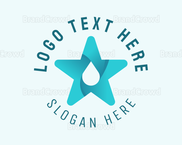 Blue Star Water Droplet Logo