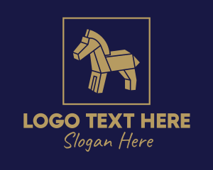 Equine - Brown Wooden Horse logo design