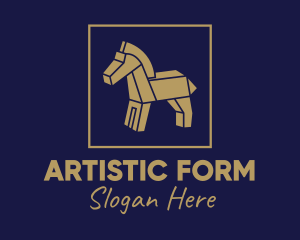 Sculpture - Brown Wooden Horse logo design