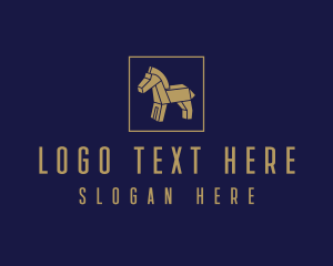 Wooden - Brown Wooden Horse logo design