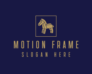 Brown Wooden Horse logo design