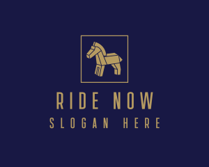 Brown Wooden Horse logo design