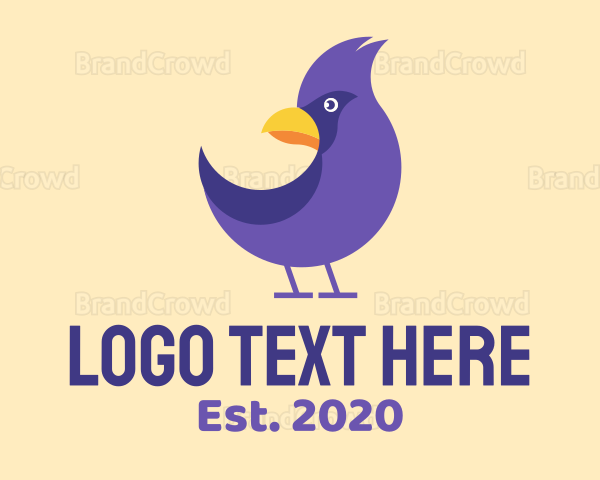 Violet Cartoon Bird Logo