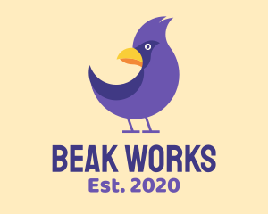 Beak - Violet Cartoon Bird logo design