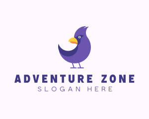 Violet Cartoon Bird logo design