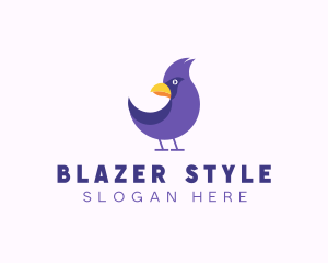 Violet Cartoon Bird logo design