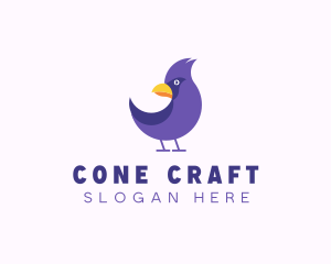 Violet Cartoon Bird logo design