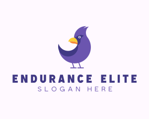 Violet Cartoon Bird logo design