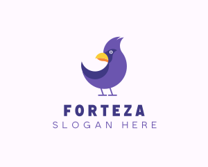 Violet Cartoon Bird logo design