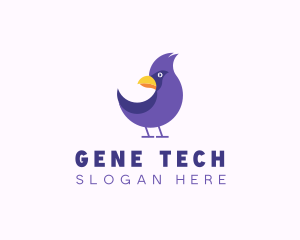 Violet Cartoon Bird logo design