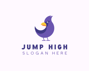 Violet Cartoon Bird logo design