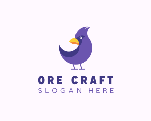 Violet Cartoon Bird logo design