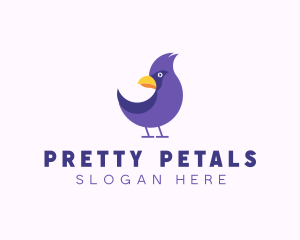 Violet Cartoon Bird logo design