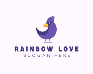 Violet Cartoon Bird logo design