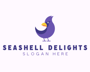 Violet Cartoon Bird logo design