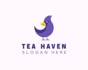 Violet Cartoon Bird logo design