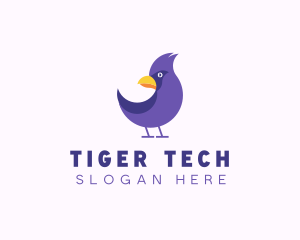 Violet Cartoon Bird logo design