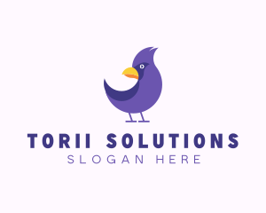 Violet Cartoon Bird logo design