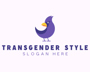 Violet Cartoon Bird logo design