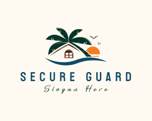Seaside - Palm Tree House logo design