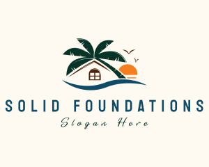 Tropical - Palm Tree House logo design