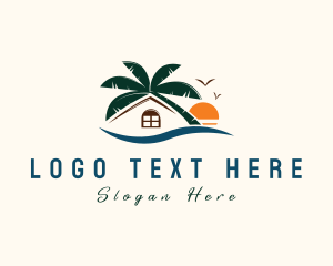 Beach Resort - Palm Tree House logo design
