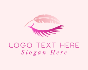 Microblading - Pink Feather Eyebrow logo design