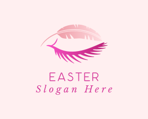 Eyelash - Pink Feather Eyebrow logo design