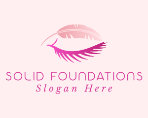 Eyelash - Pink Feather Eyebrow logo design