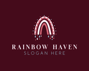 Boho Rainbow Raindrop logo design