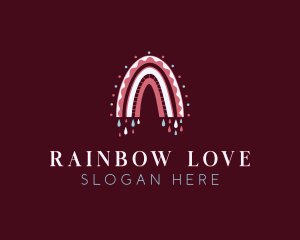 Boho Rainbow Raindrop logo design