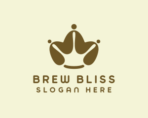 Brown Coffee Bean Crown logo design