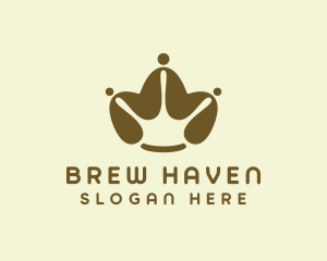 Brown Coffee Bean Crown logo design