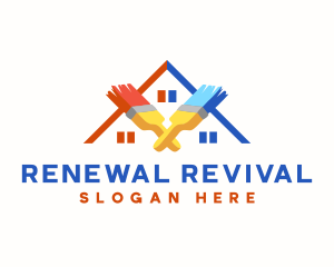 Paint Brush Roof Refurbish logo design