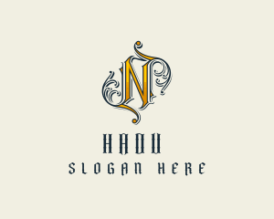 Antique - Gothic Ancient Letter N logo design