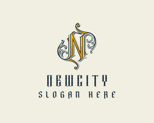 Gothic Ancient Letter N logo design