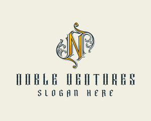 Gothic Ancient Letter N logo design