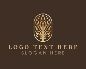 Natural - Golden Tree Leaves logo design
