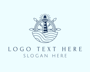 Ship - Ocean Helm Lighthouse logo design