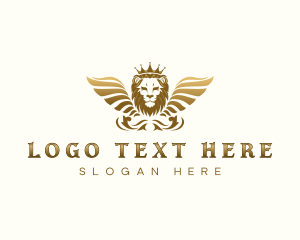 High End - Crown Lion Wings logo design