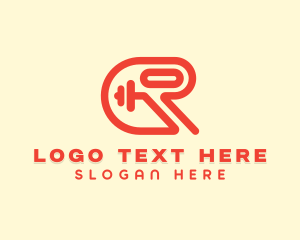Online Coaching - Orange Fitness Gym Letter R logo design