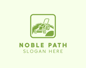 Grass Lawn Mower Path logo design