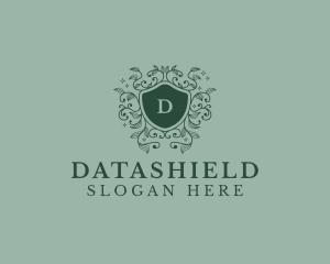 Floral Plant Organic Shield  Logo