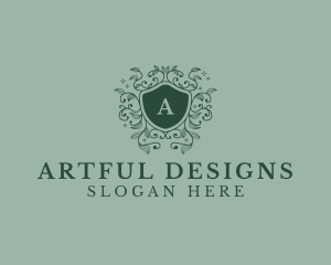 Floral Plant Organic Shield  logo design