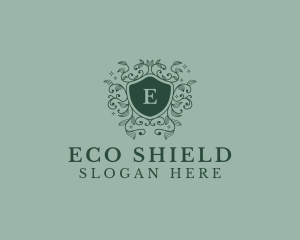 Floral Plant Organic Shield  logo design