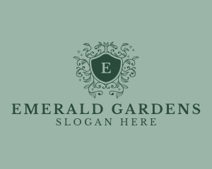 Floral Plant Organic Shield  logo design